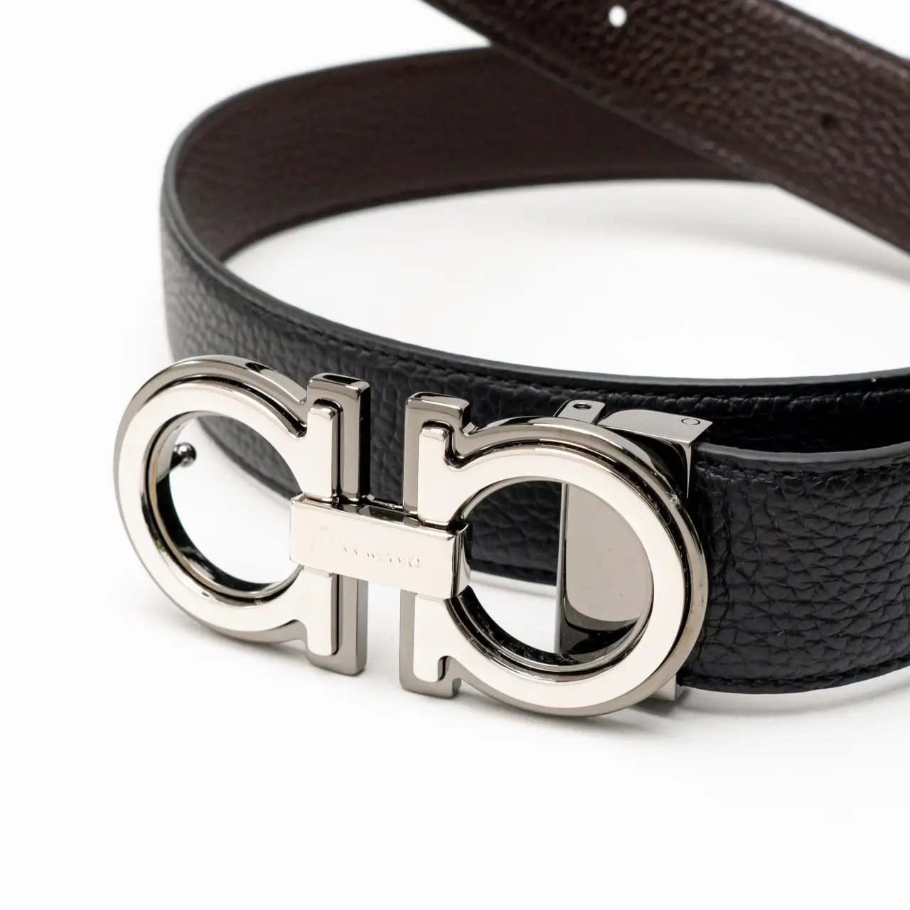 Salvatore Ferragamo Gancini Reversible and Adjustable Grained Belt - Main Image