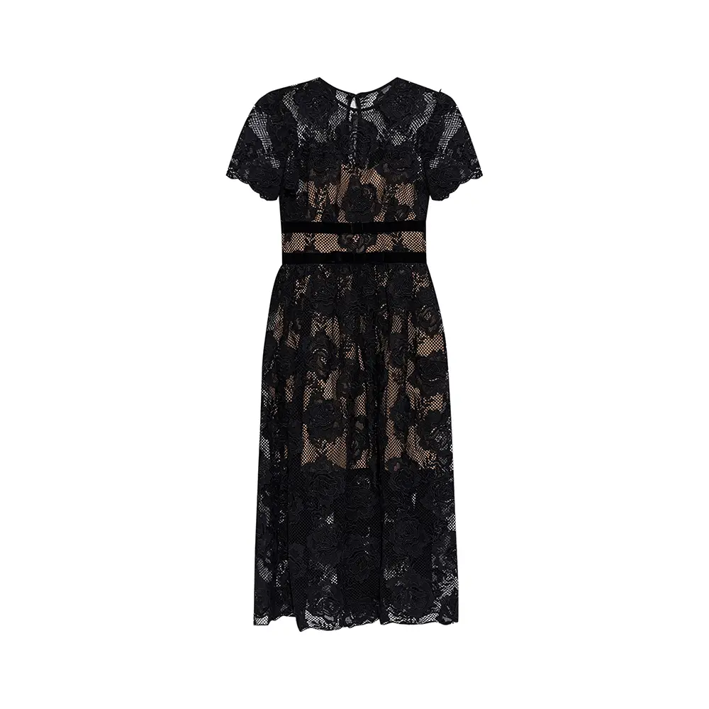 chinese dress ladies Zuri Bow Black Velvet Midi Long Sleeves Dress Plus Size Holidays Fall Autumn Xs