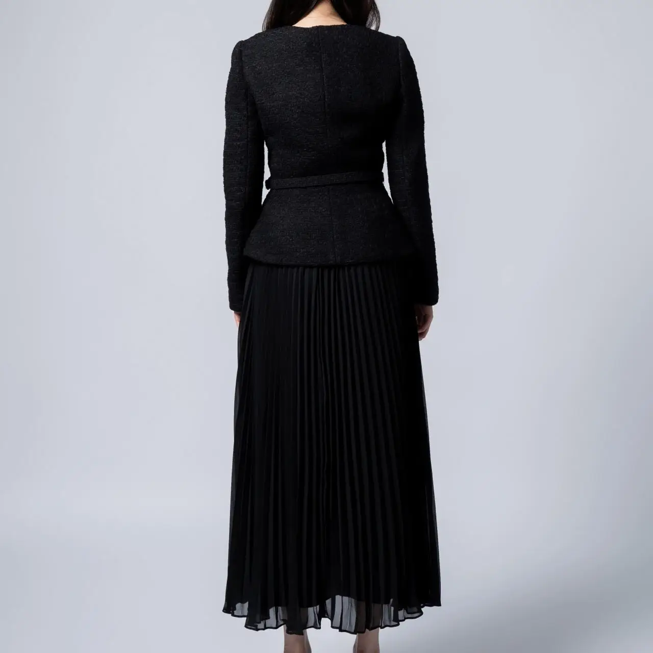 white christmas dresses Self-Portrait - Black Tailored Boucle Maxi Dress main image 1