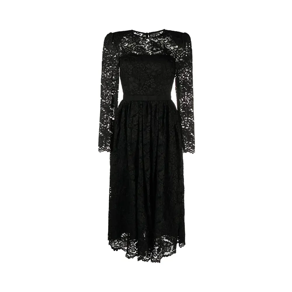 Self Portrait Cord Lace Long Sleeve Midi Dress Black voil.id Self Portrait Cord Lace Long Sleeve Midi Dress Black voil.id