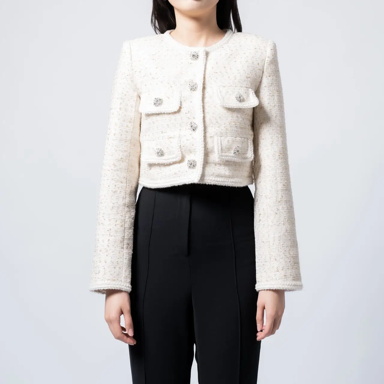 Self Portrait Crystal Boucle Jacket Cream – voilà.id