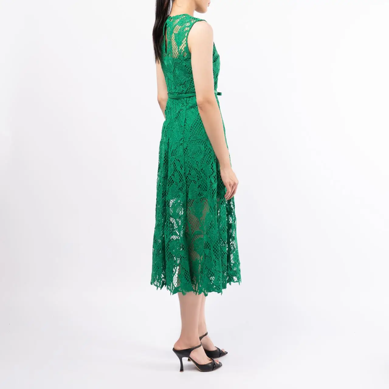 slim fit dress slacks Green Cord Lace Diamante Midi Dress – Club21.com main image 1