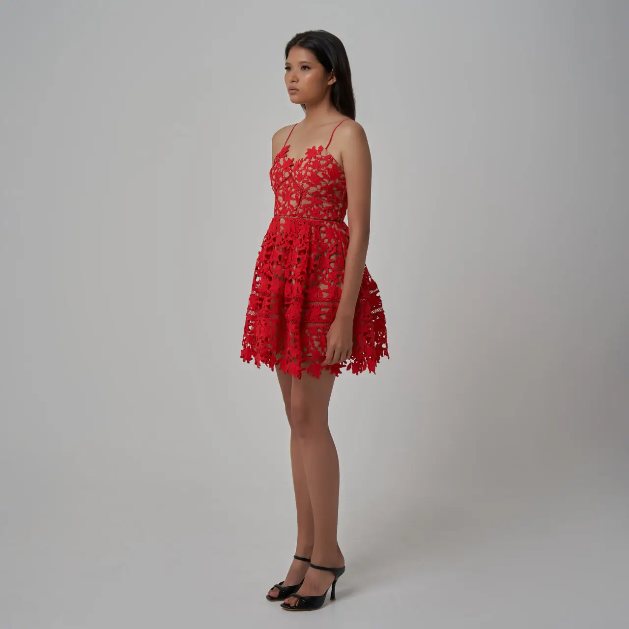 self portrait azaelea dress burgundy Self-Portrait - Burgundy Floral Lace Midi Dress