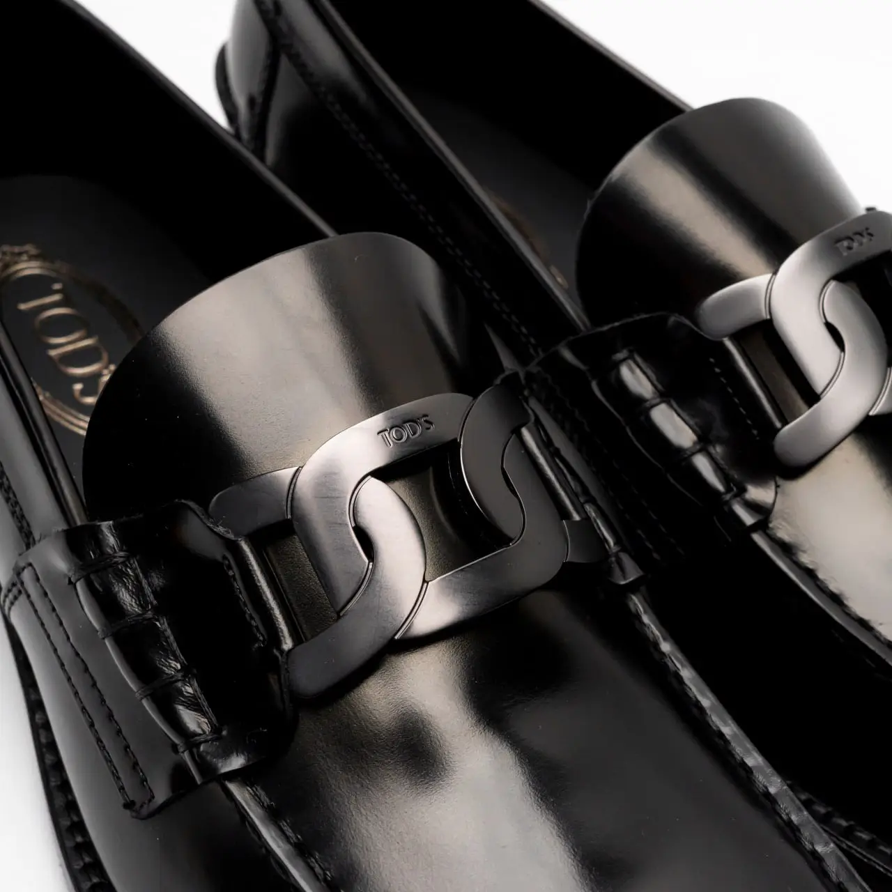 Tod\'s Black Leather Loafers with Silver Buckle Leather flats Tod main image 3