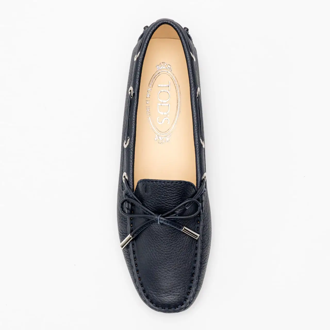 Tod\'s Gommino driving shoes in blue w/ handmade stitching, monogram, woven tie Tods Leather Gommino Driving Loafers in Blue – Bluefly main image 3
