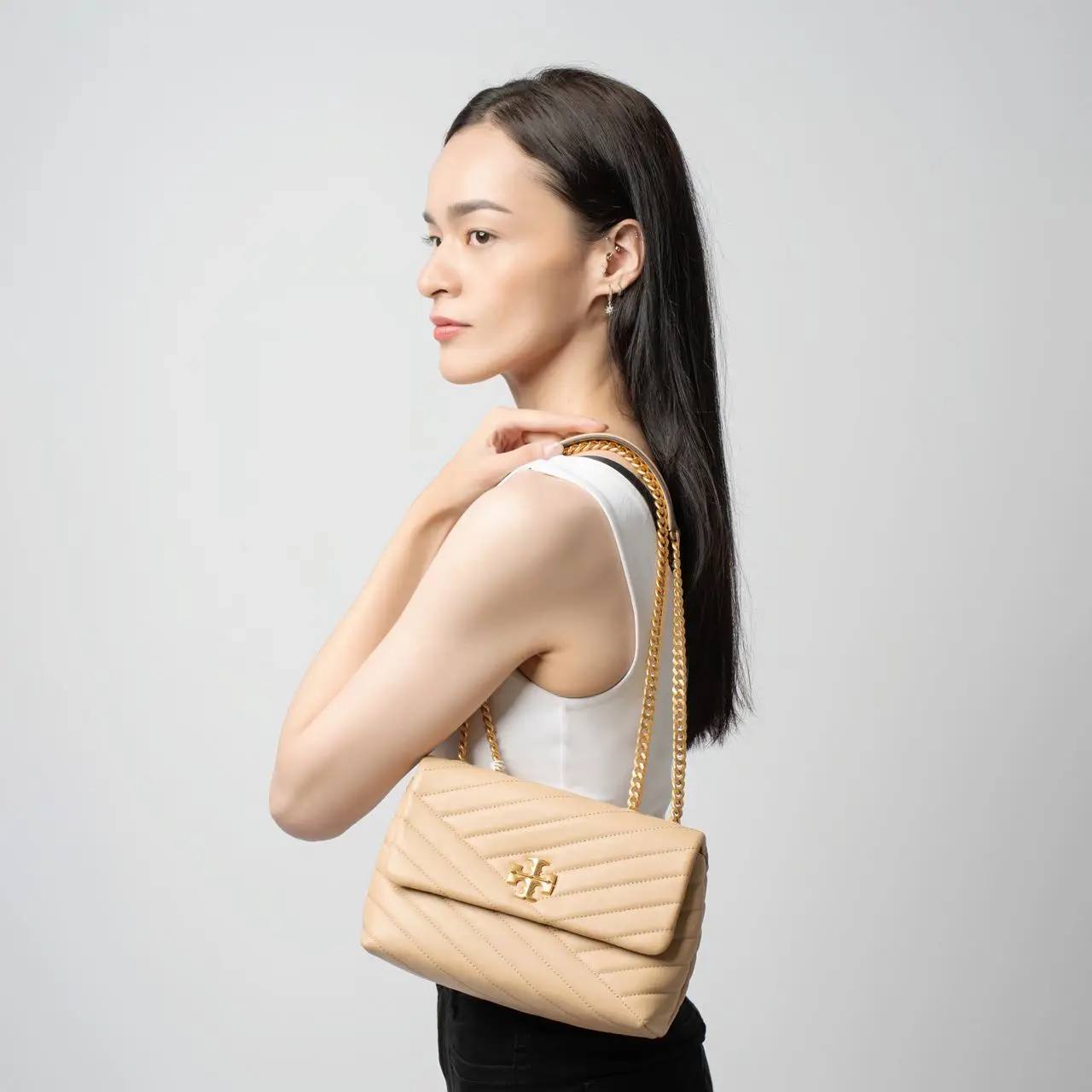 Wallet Tory Burch Devon Sand Kira Tory Burch Kira Chevron Small