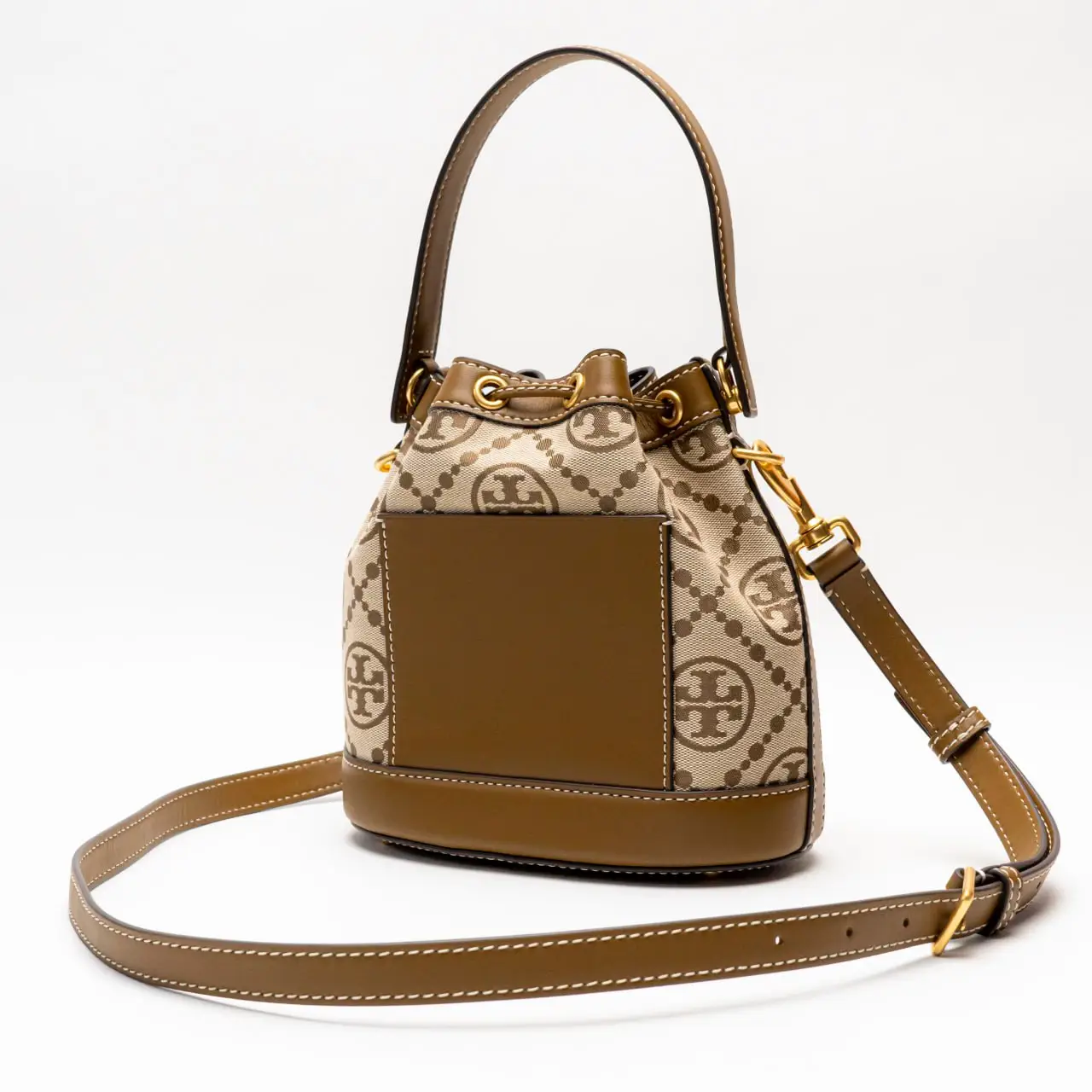 Tory Burch T Monogram Jacquard Bucket Bag Hazelnut – voilà.id