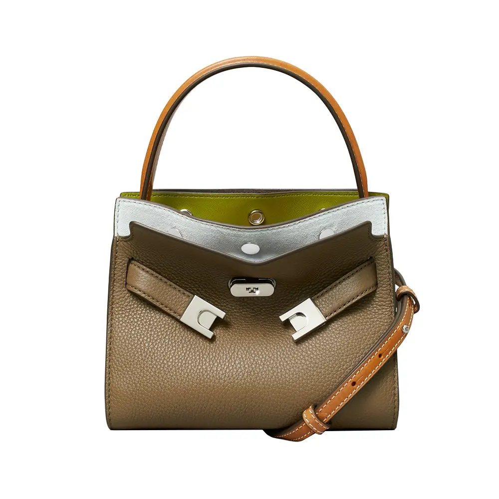 Lee Radziwill Petite Double Bag Wild Mushroom