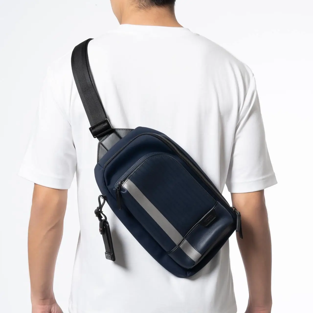 Tumi Harrison Gregory Sling Bags Midnight Navy Stripe – voilà.id
