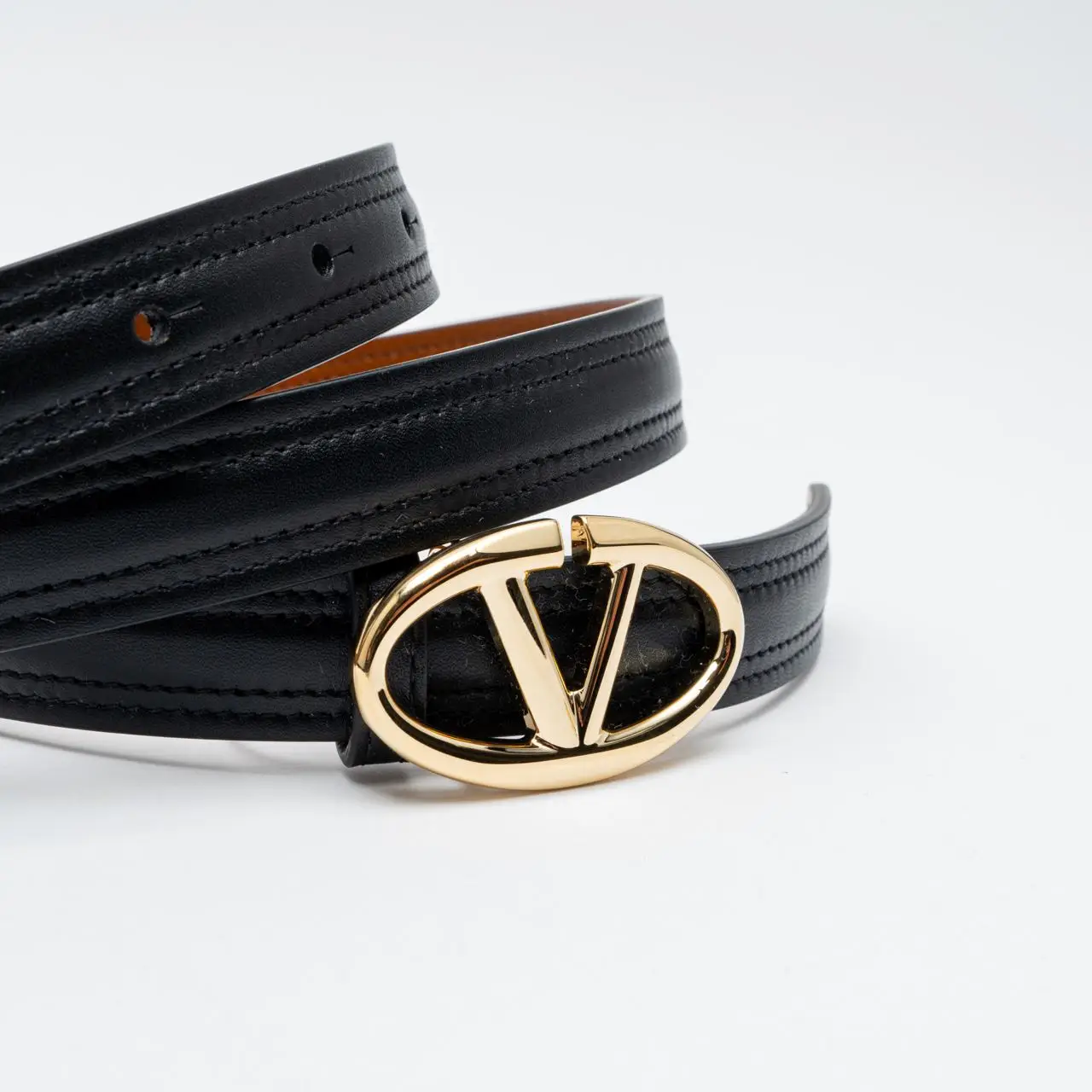 Valentino Garavani The Bold Edition VLOGO 20mm Calfskin Leather Black Belt Valentino THE BOLD EDITION VLOGO SHINY CALFSKIN BELT 30 MM  main image 2