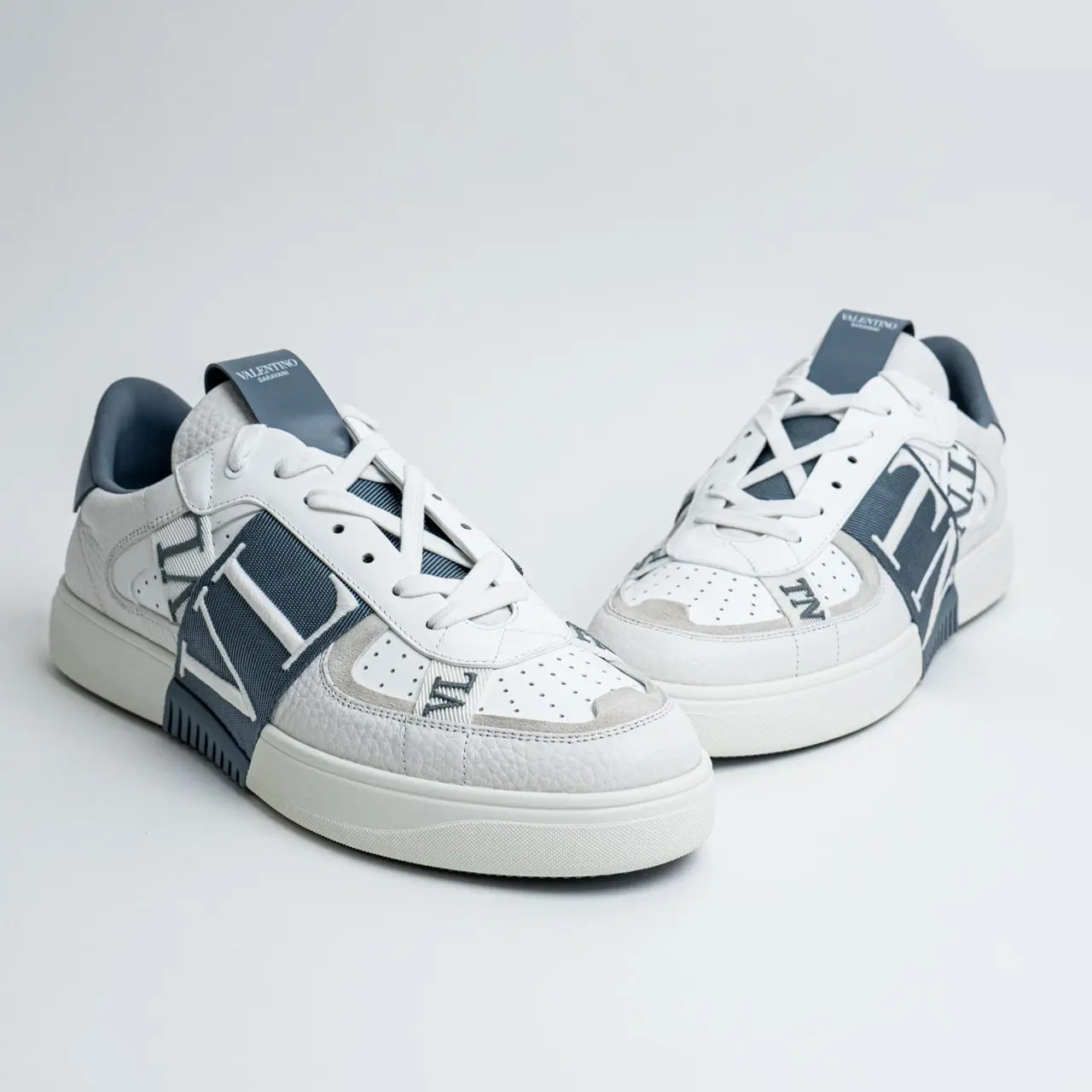 Valentino Garavani VL7N Low-Top Calfskin and Fabric Sneakers with 