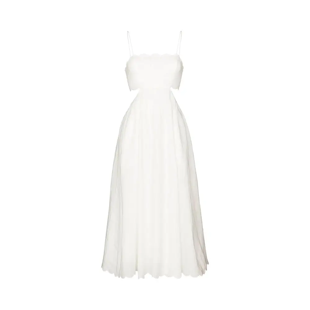 Zimmermann Jude Scallop Midi Dress Ivory  voil.id