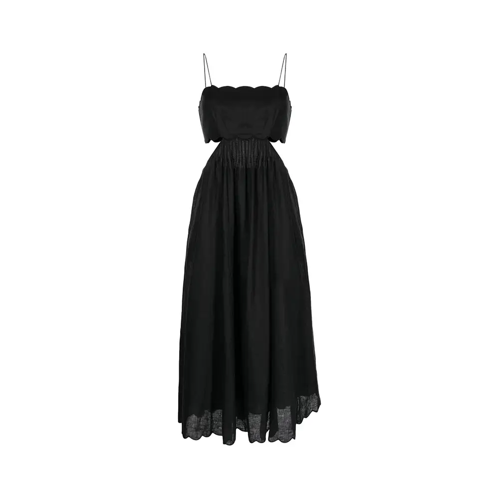 Zimmermann Jude Scallop Midi Dress Black voil.id Zimmermann Jude Scallop Midi Dress Black voil.id