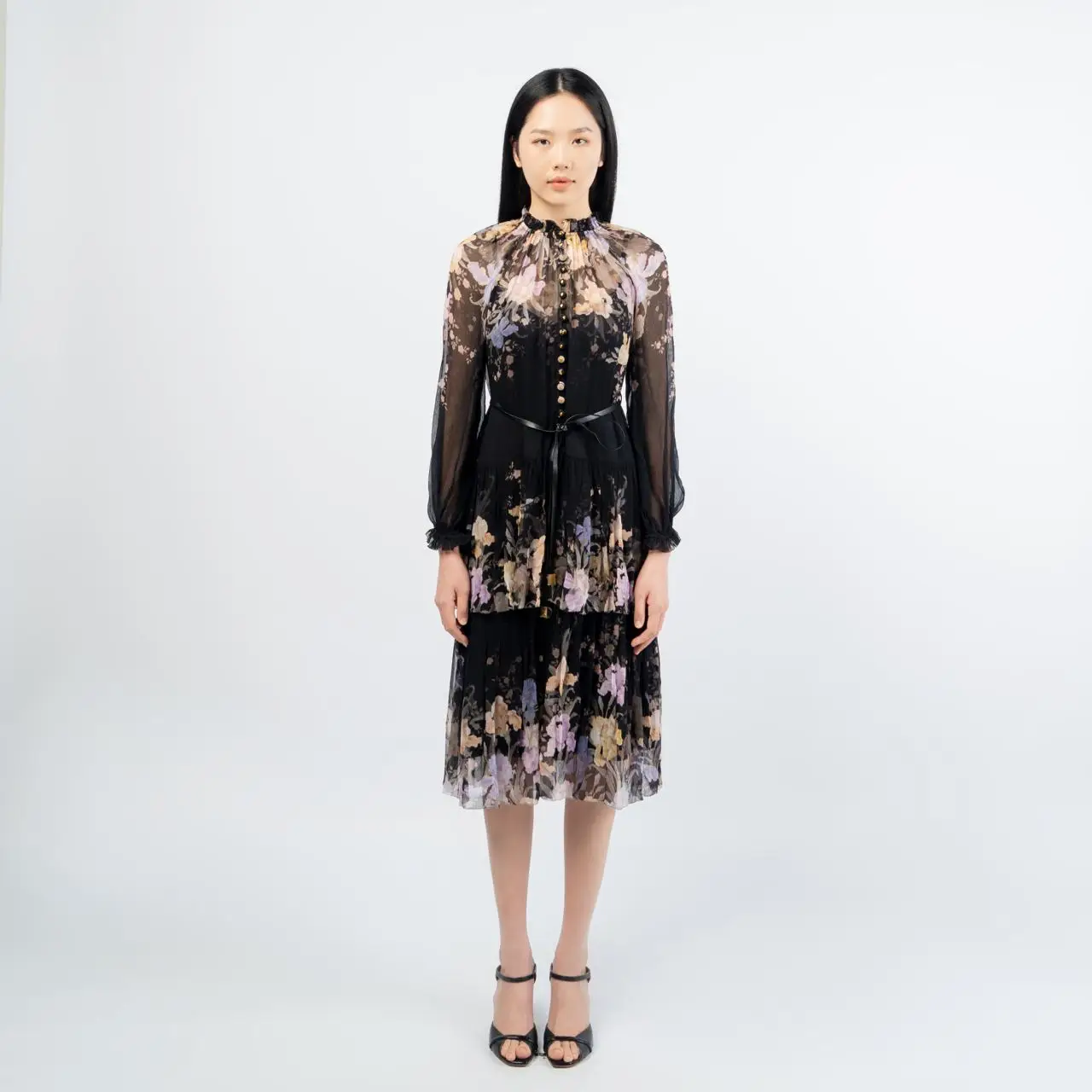 Zimmermann Eden Tiered Midi Dress Iris Sherbet  voil.id