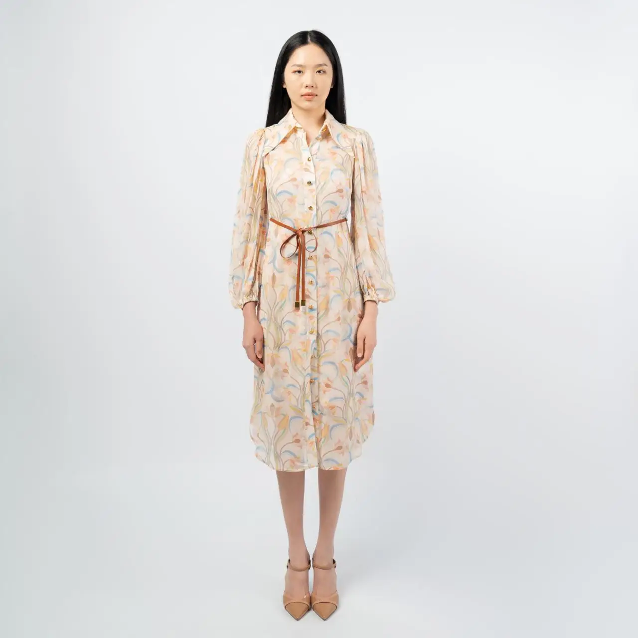 Robe De Soirée ZIMMERMANN En Organza - Motif Floral, Taille L, Sans Manches, Idéale Pour Mariage