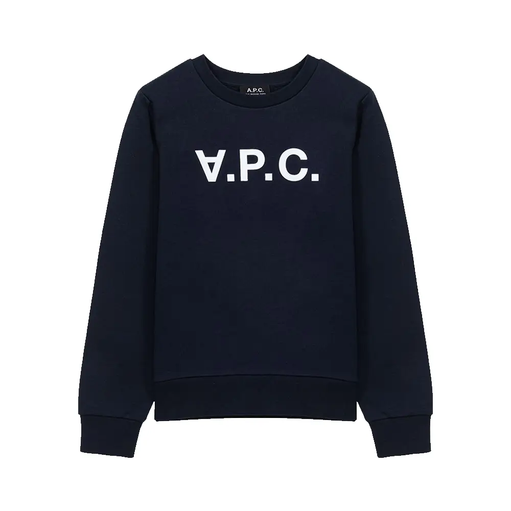 A.P.C Viva Logo Print Fleece Sweatshirt Navy – voilà.id