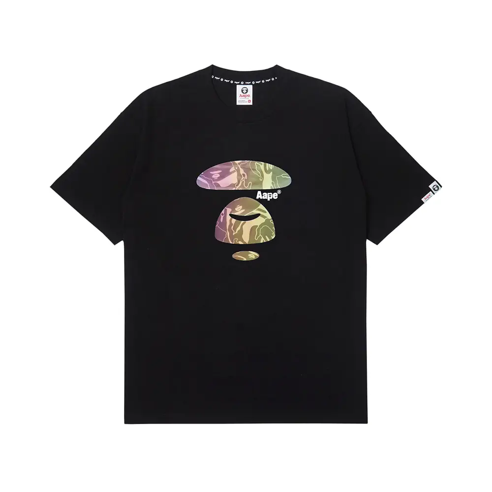 AAPE BY BATHING APE Moonface Camo Multicolor T-Shirt Black AAPE BY BATHING APE Moonface Camo Multicolor T-Shirt Black
