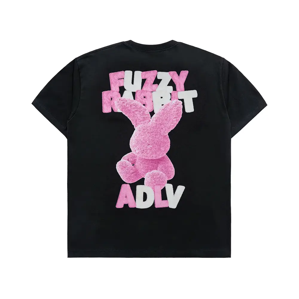 acmé de la vie Fuzzy Font Rabbit T-Shirt Black – voilà.id