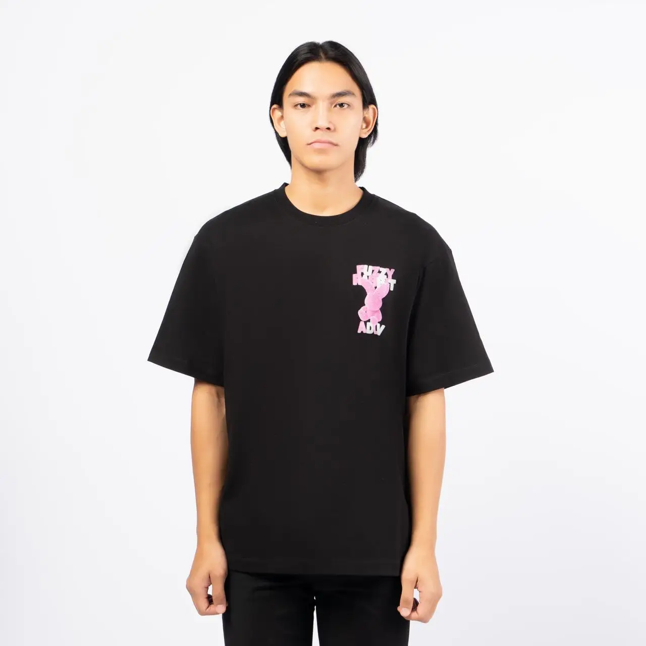 acmé de la vie Fuzzy Font Rabbit T-Shirt Black – voilà.id