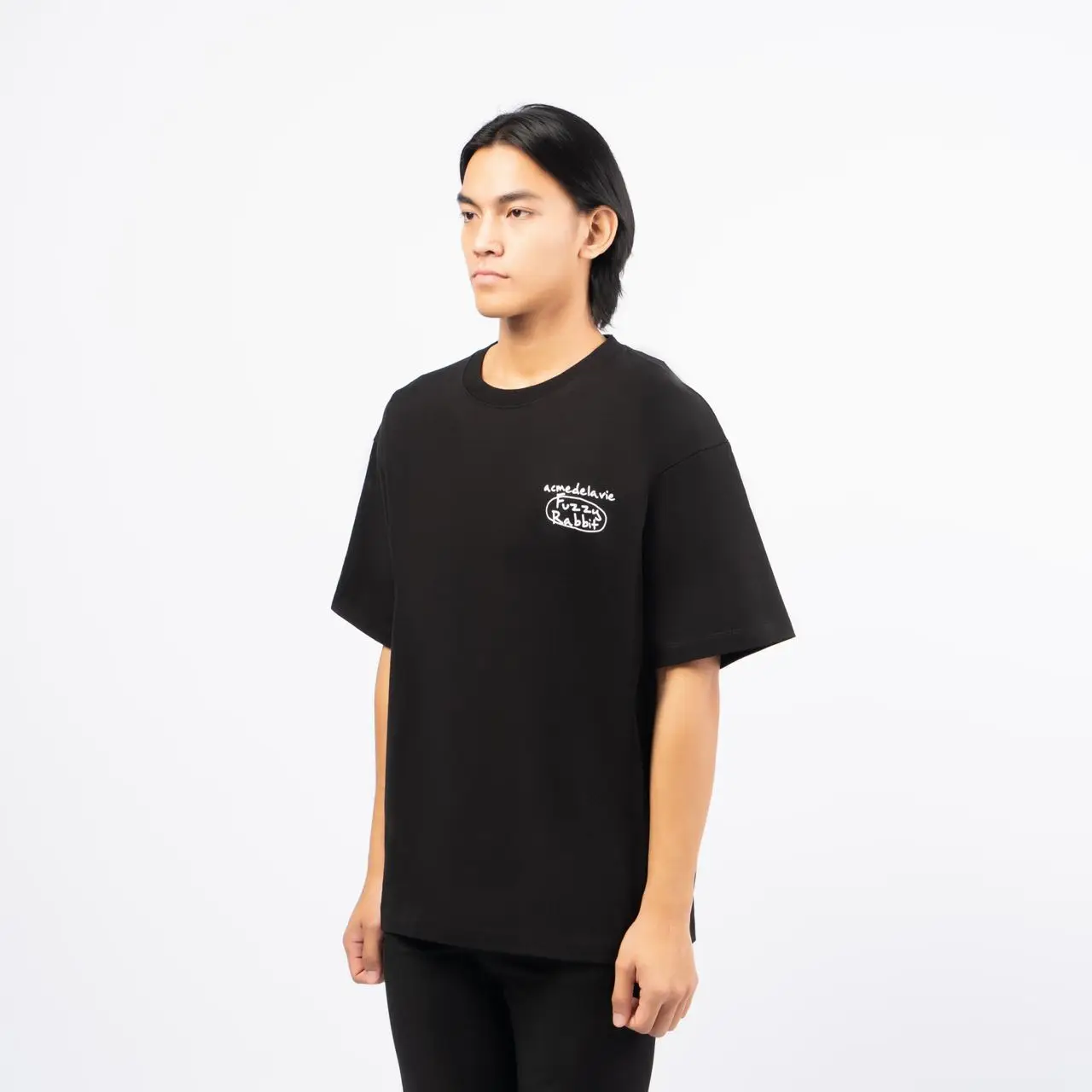 acmé de la vie Doodle Fuzzy Rabbit T-Shirt Black – voilà.id