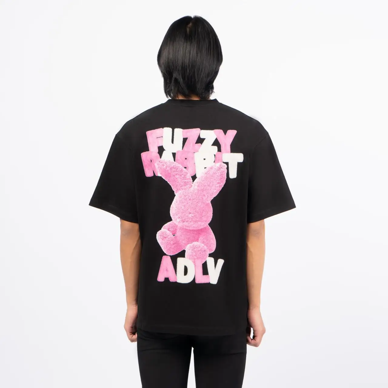 acmé de la vie Fuzzy Font Rabbit T-Shirt Black – voilà.id