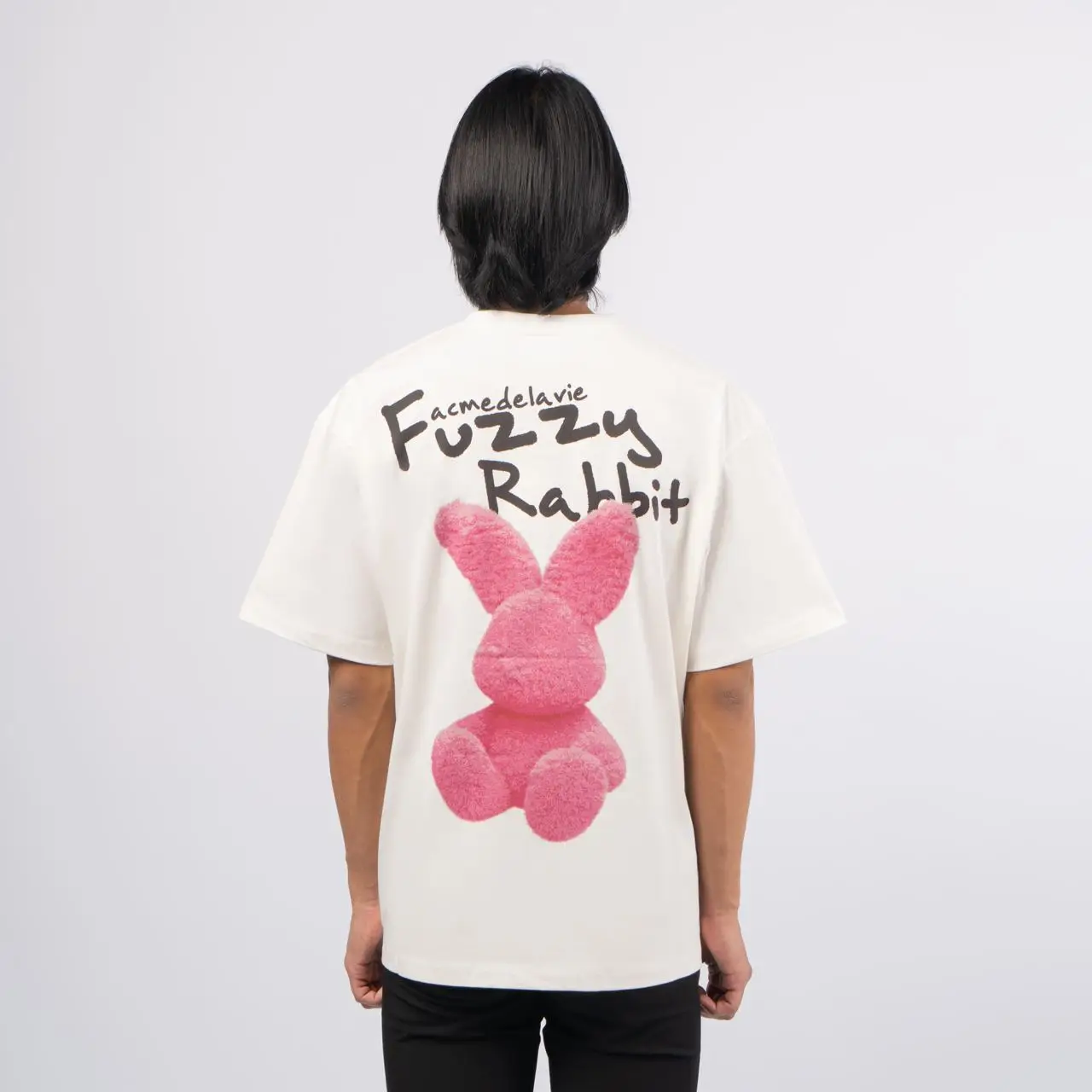 Tシャツ・カットソー ACME DE LA VIE CREAM FUZZY RABBIT SHORT SLEEVE T-SHI 4BUK083 acmé de la vie ADLV DOODLE FUZZY RABBIT SHORT SLEEVE T-SHIRT