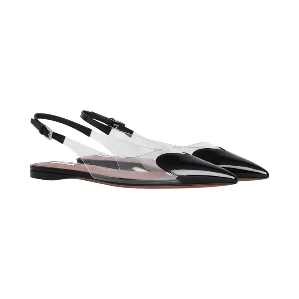 Alaïa Le Coeur Patent Calfskin Flat Slingbacks Black – voilà.id
