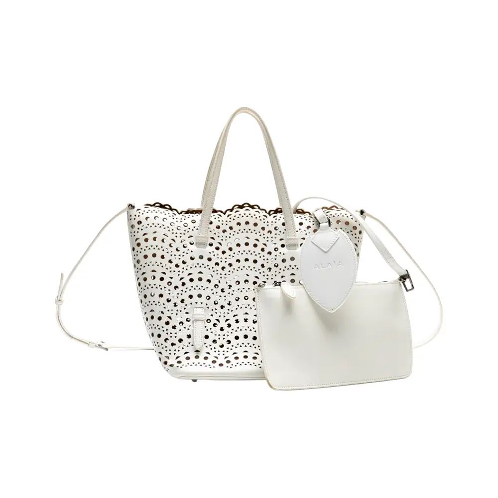 Alaïa Mina 20 Tote Bag Blanc Optique – voilà.id