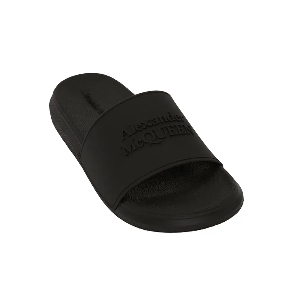 Alexander McQueen Logo Embossed Pool Slides Black Wom – voilà.id