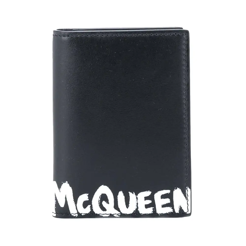Alexander McQueen Graffiti Vertical Bifold Wallet Black