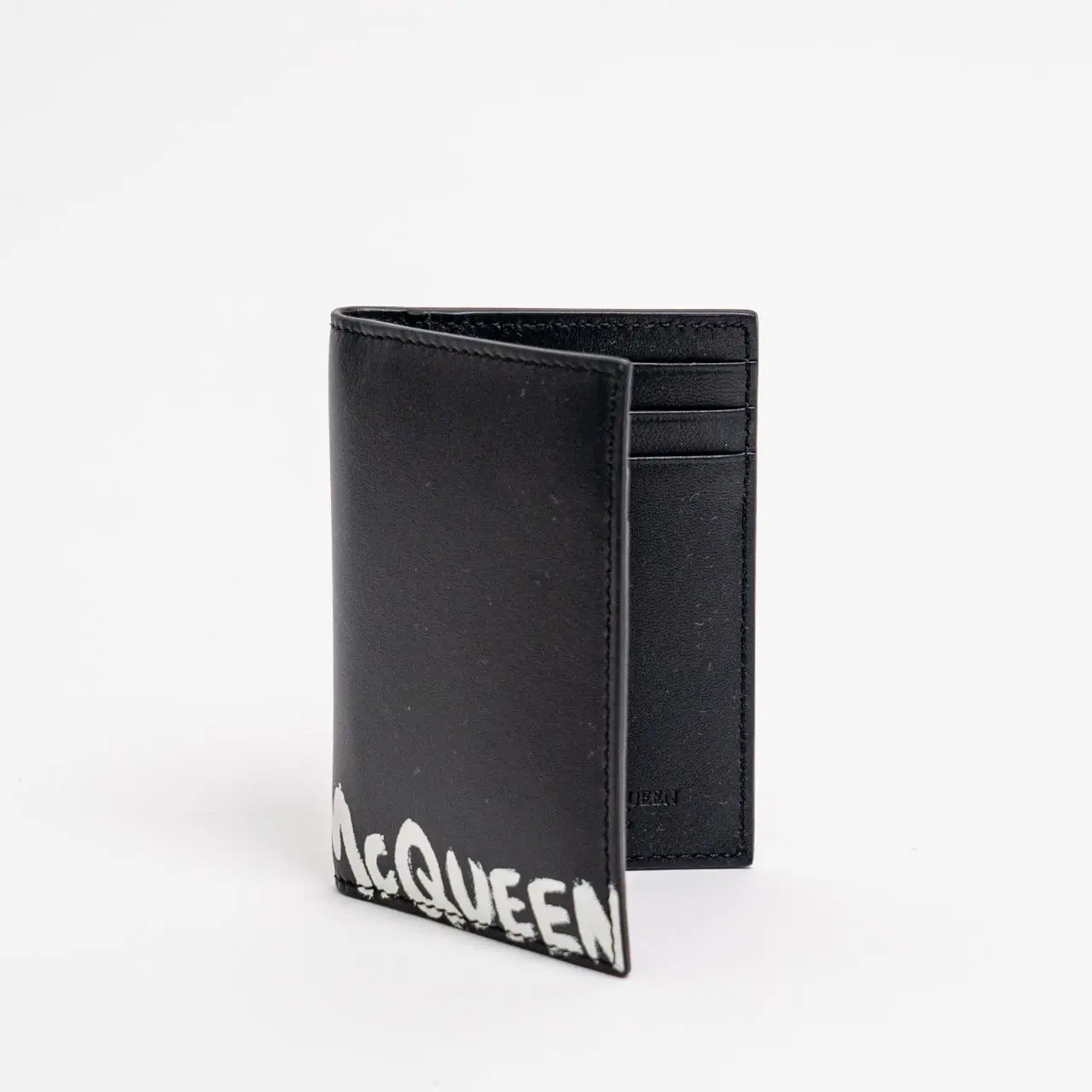 Alexander McQueen Graffiti Vertical Bifold Wallet Black