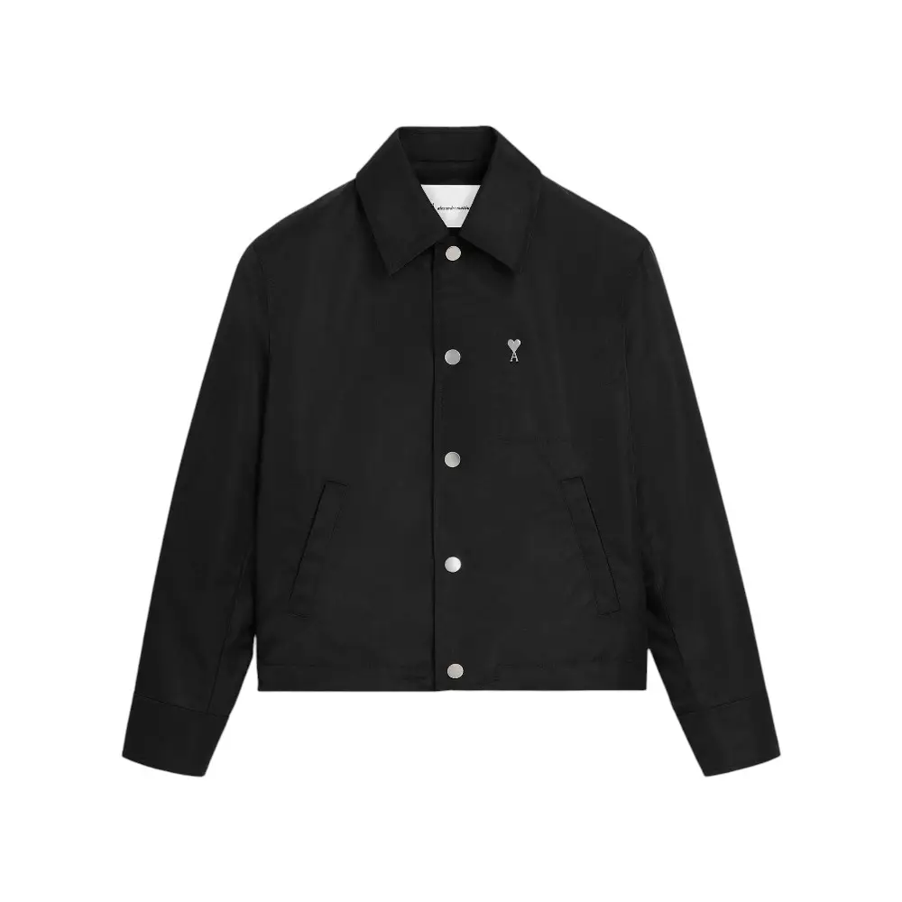 AMI Paris Ami De Coeur Stud Buttoned Nylon Jacket Black – voilà.id
