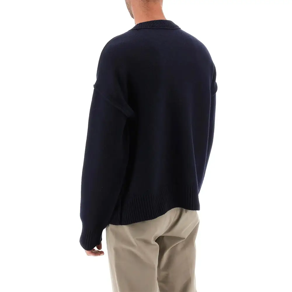 AMI Paris Red Ami De Coeur Felted Merino Wool Crewneck