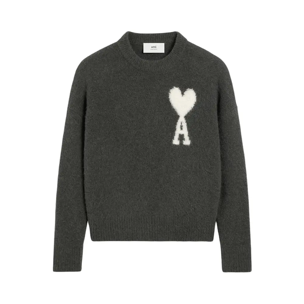 AMI Paris White Ami De Coeur Hairy Alpaca Knit Crewneck