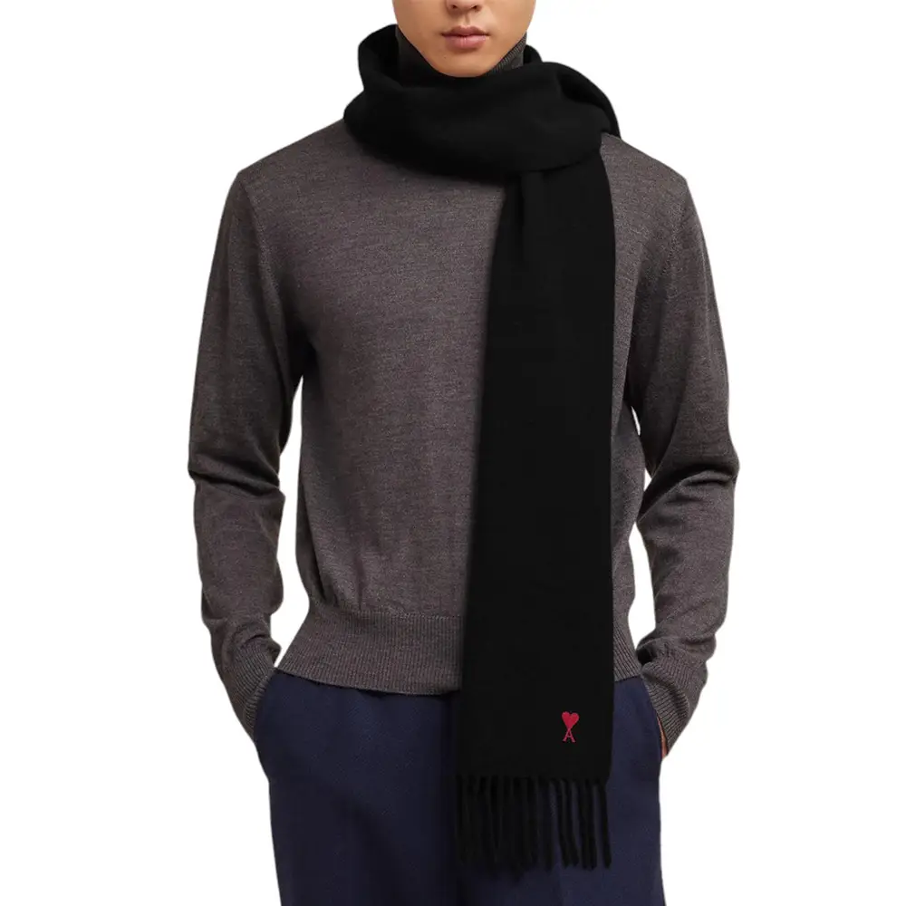 AMI Paris Red Ami De Coeur Scarf Black – voilà.id