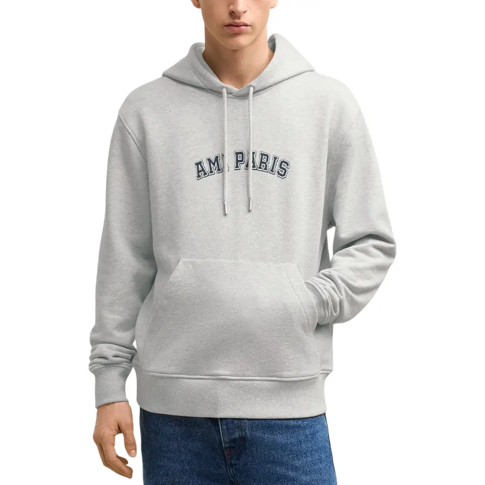 AMI Paris AMI Paris College Logo Hoodie Heather Grey – voilà.id