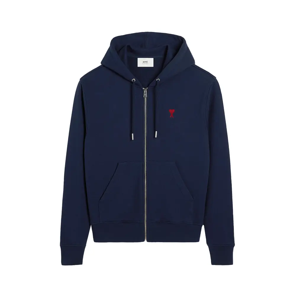 AMI Paris White Ami De Coeur Oversized Hoodie Navy White AMI Paris White Ami De Coeur Oversized Hoodie Navy White