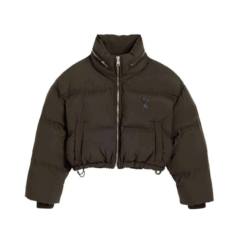 AMI Paris Ami De Coeur Technical Canvas Down Jacket Black