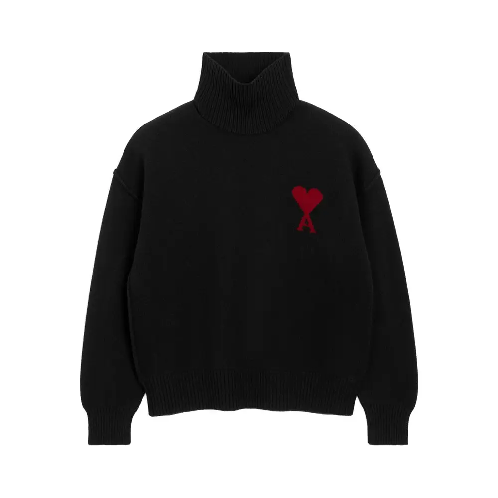 AMI Paris Red Ami De Coeur Oversized Hoodie Black – voilà.id