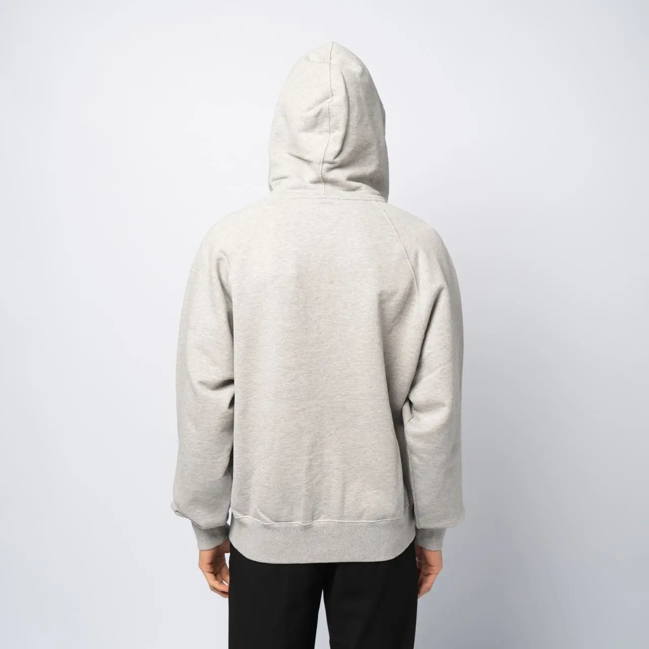 AMI Paris Red Ami De Coeur Mini Logo Zipped Hoodie Grey