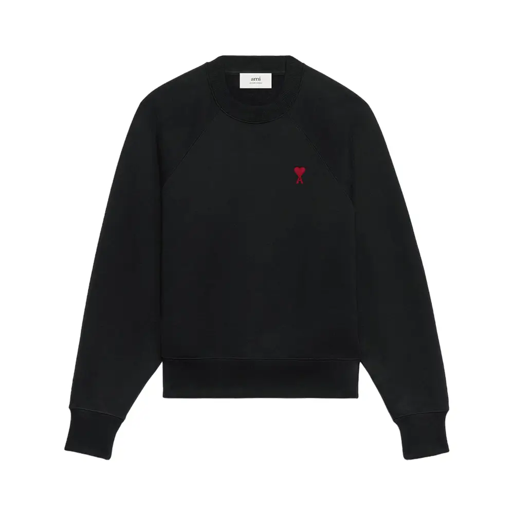 ★★AMI PARIS★★ Red Heart Logo Merino Wool Knit Night Blue AMI Paris Red Ami de Coeur Merino Wool Sweater Black – voilà.id