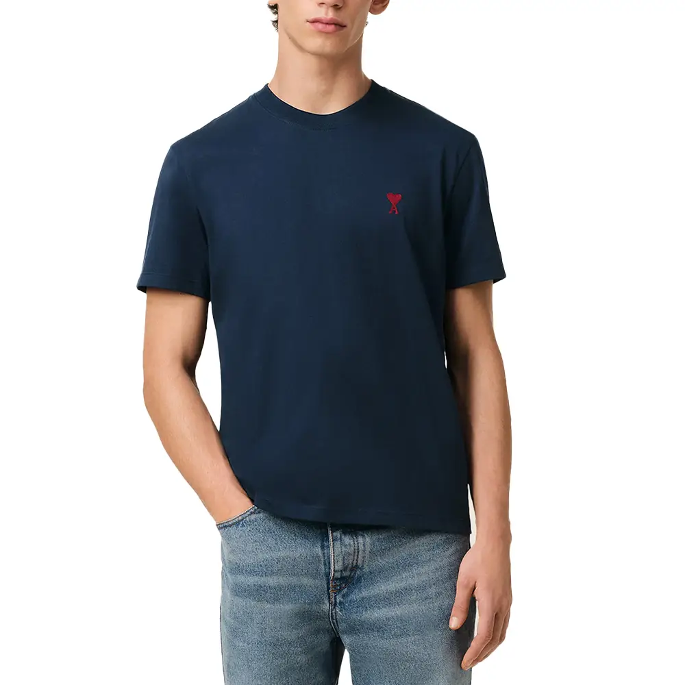 AMI Paris Red Ami De Coeur Organic Cotton Jersey Classic Fit