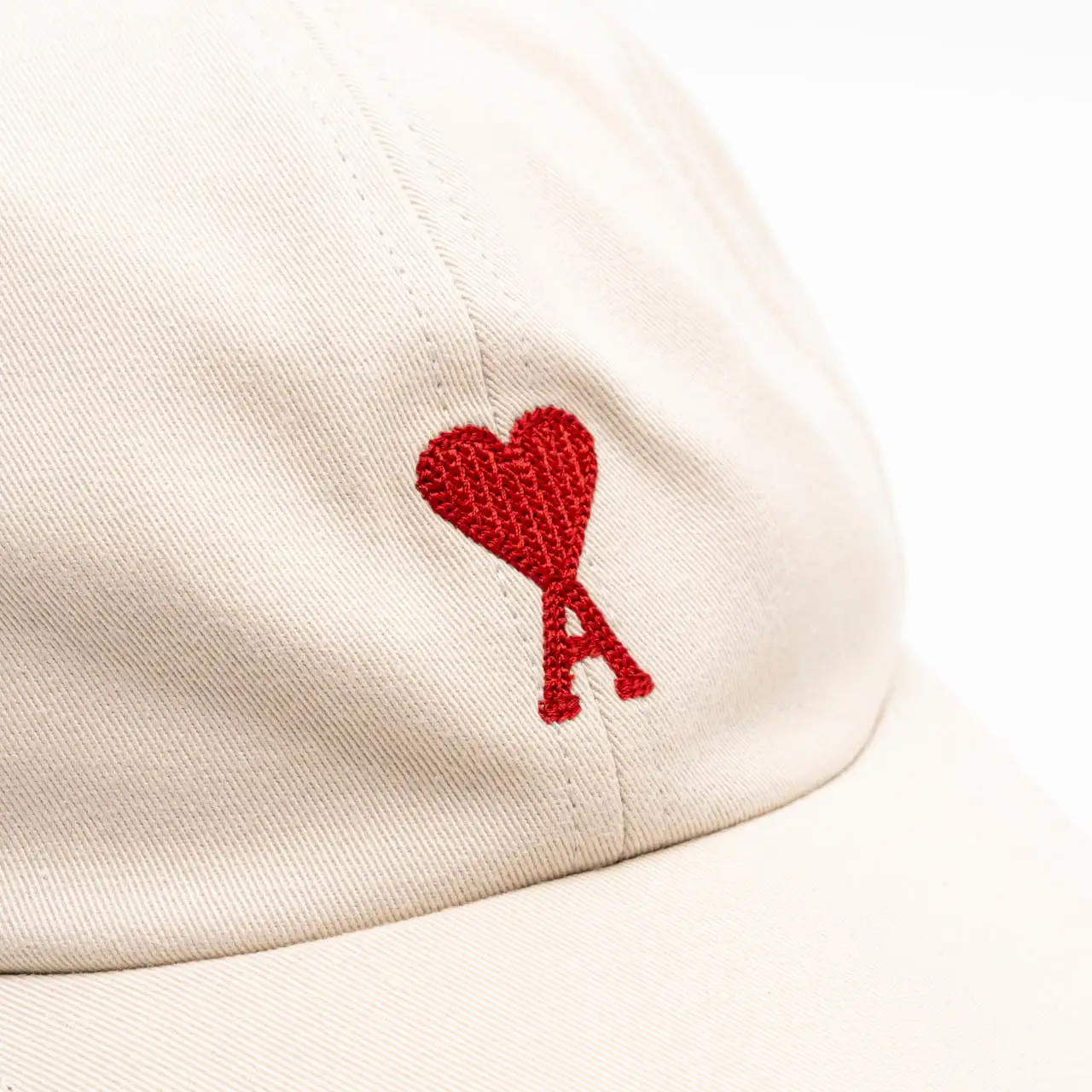 AMI Paris Red Ami De Coeur Embroidery Cap Chalk – voilà.id