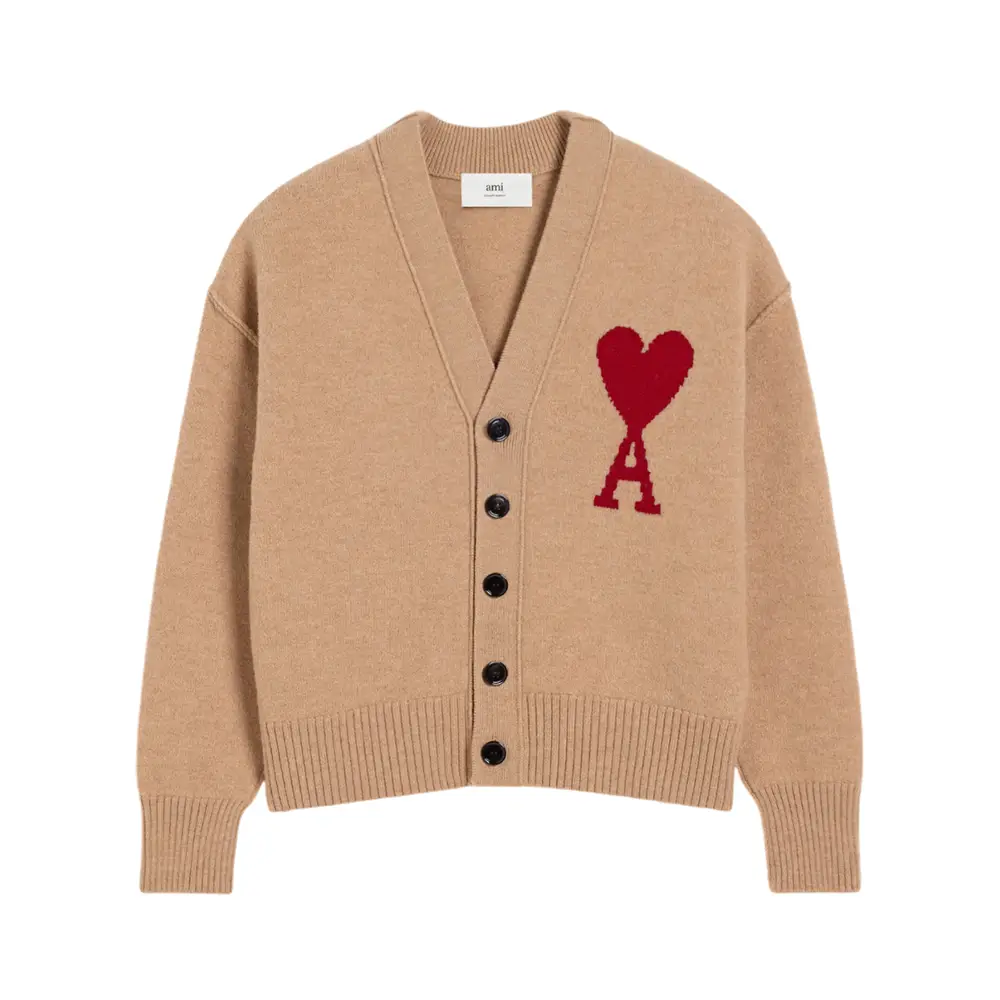 【AMI Paris】Ami de COEUR CLOUDY カーディガン AMI Paris Off White Ami De Coeur Cloudy Wool Cardigan Dark