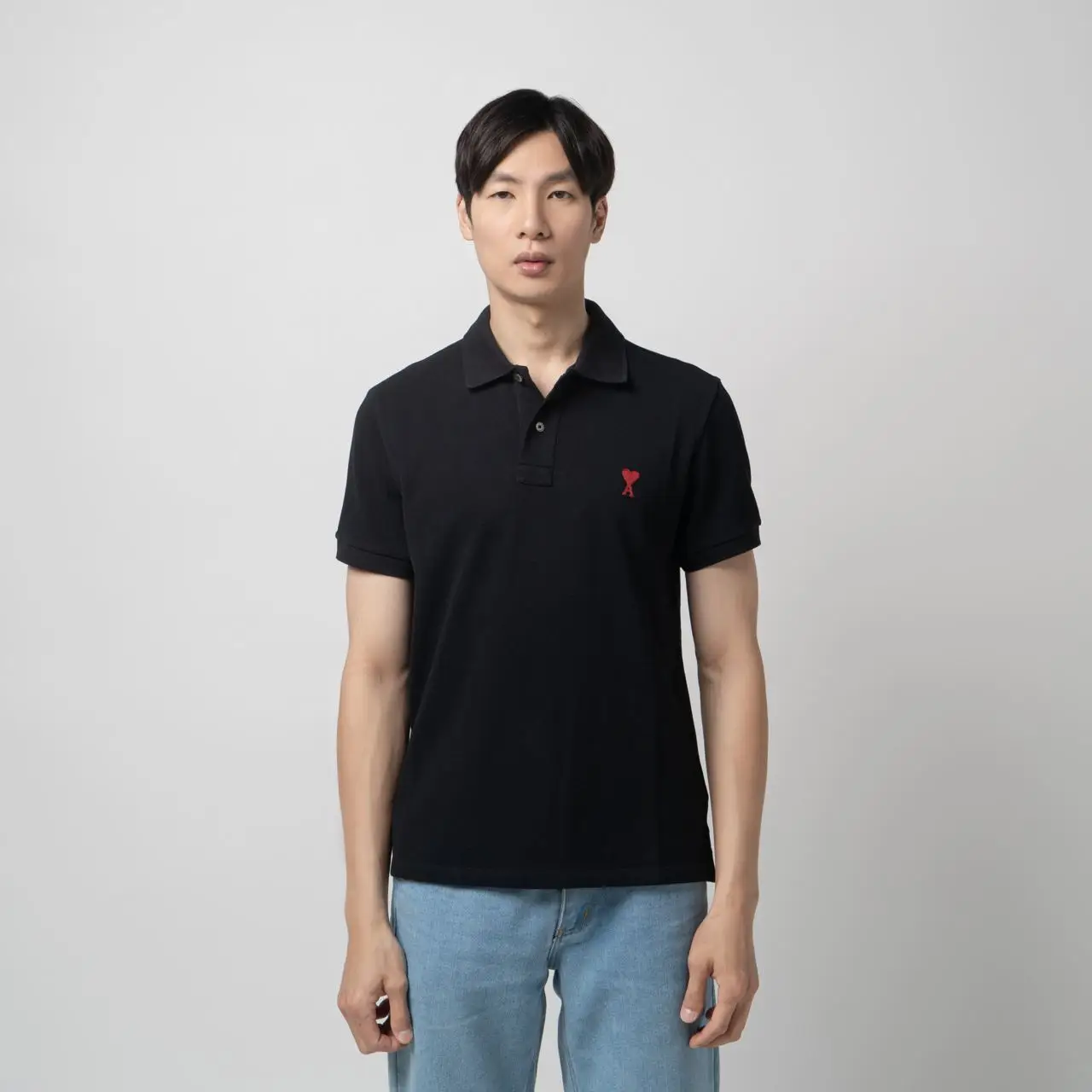 ★AMI PARIS★ Red Heart Logo Short Sleeve Polo Shirt Night B Shop AMI Paris - Ami De Coeur Polo Shirt | Saks Fifth Avenue