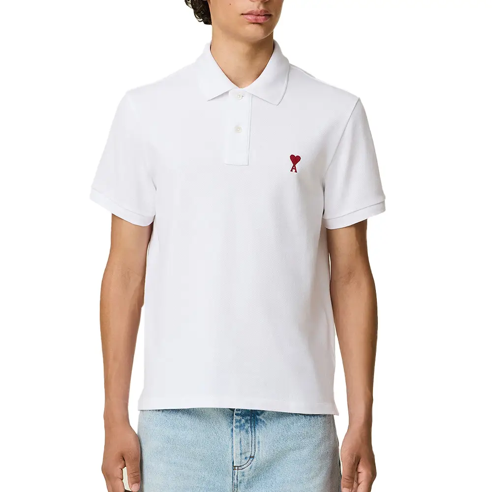 ★★AMI PARIS★★ Red heart logo short sleeve polo shirt hea AMI Paris Red Ami De Coeur Polo Shirt Black – voilà.id