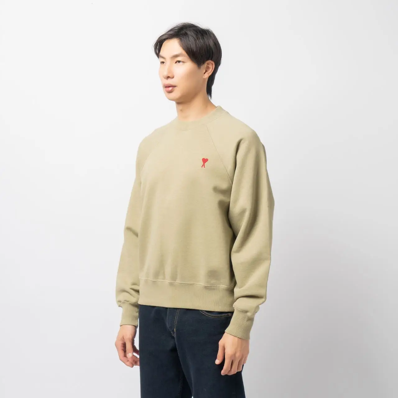 AMI Paris Red Ami De Coeur Heavy Loopback Boxy Fit