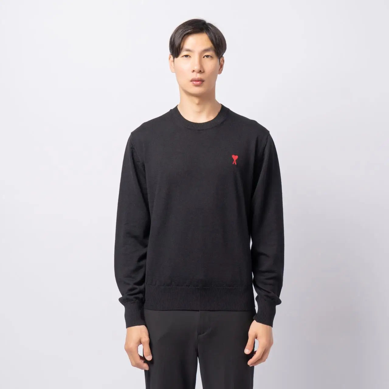 AMI Paris Red Ami de Coeur Merino Wool Sweater Black – voilà.id