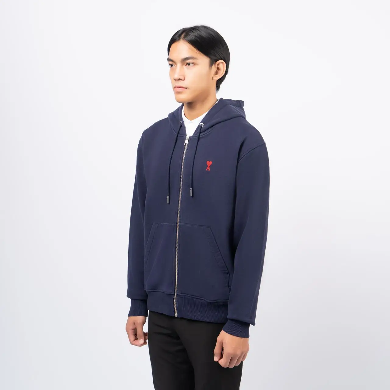 AMI Paris Red Ami de Coeur Loopback Organic Cotton Fleece
