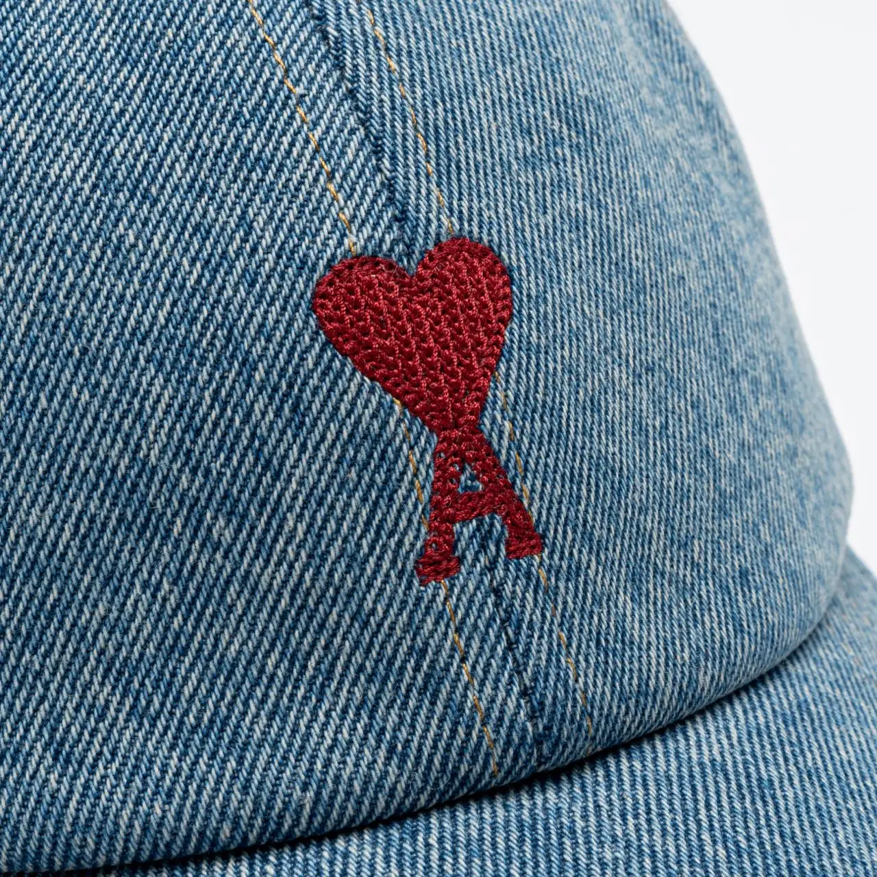 AMI Paris Red Ami de Coeur Denim Embroidery Cap Blue – voilà.id